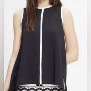 Madewell Crepe Canal Sleeveless Top Size M Black White stripe Classic Minimalist